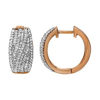 Sterling Silver 1 Carat T.W. Diamond Hoop Earrings