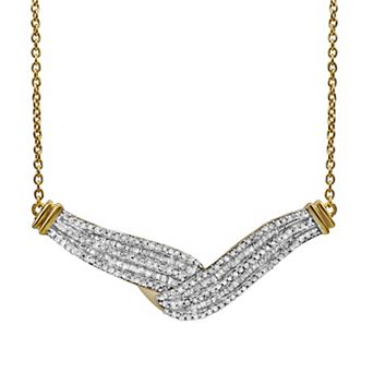 Sterling Silver 1 Carat T.W. Diamond Twist Chevron Necklace