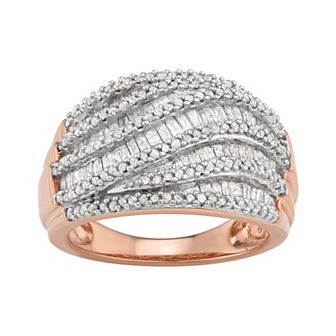 Sterling Silver 1 Carat T.W. Diamond Multi Row Ring