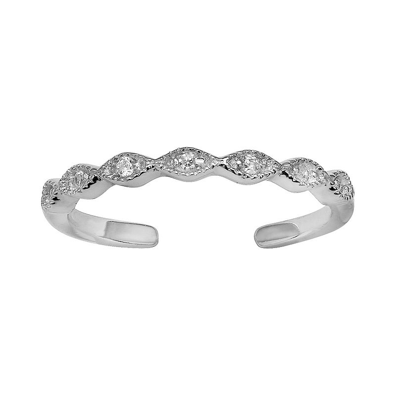 PRIMROSE Sterling Silver Cubic Zirconia Toe Ring, Womens, White