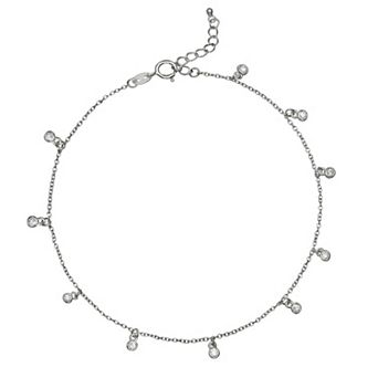 PRIMROSE Sterling Silver Cubic Zirconia Anklet