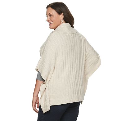 Plus Size Croft & Barrow Cable Knit Poncho