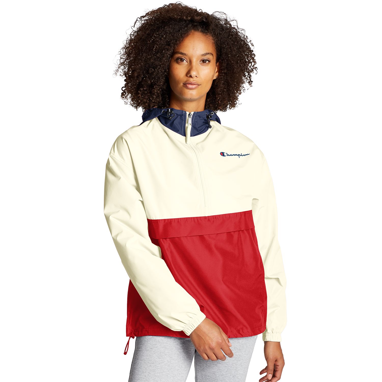 champion packable jacket red