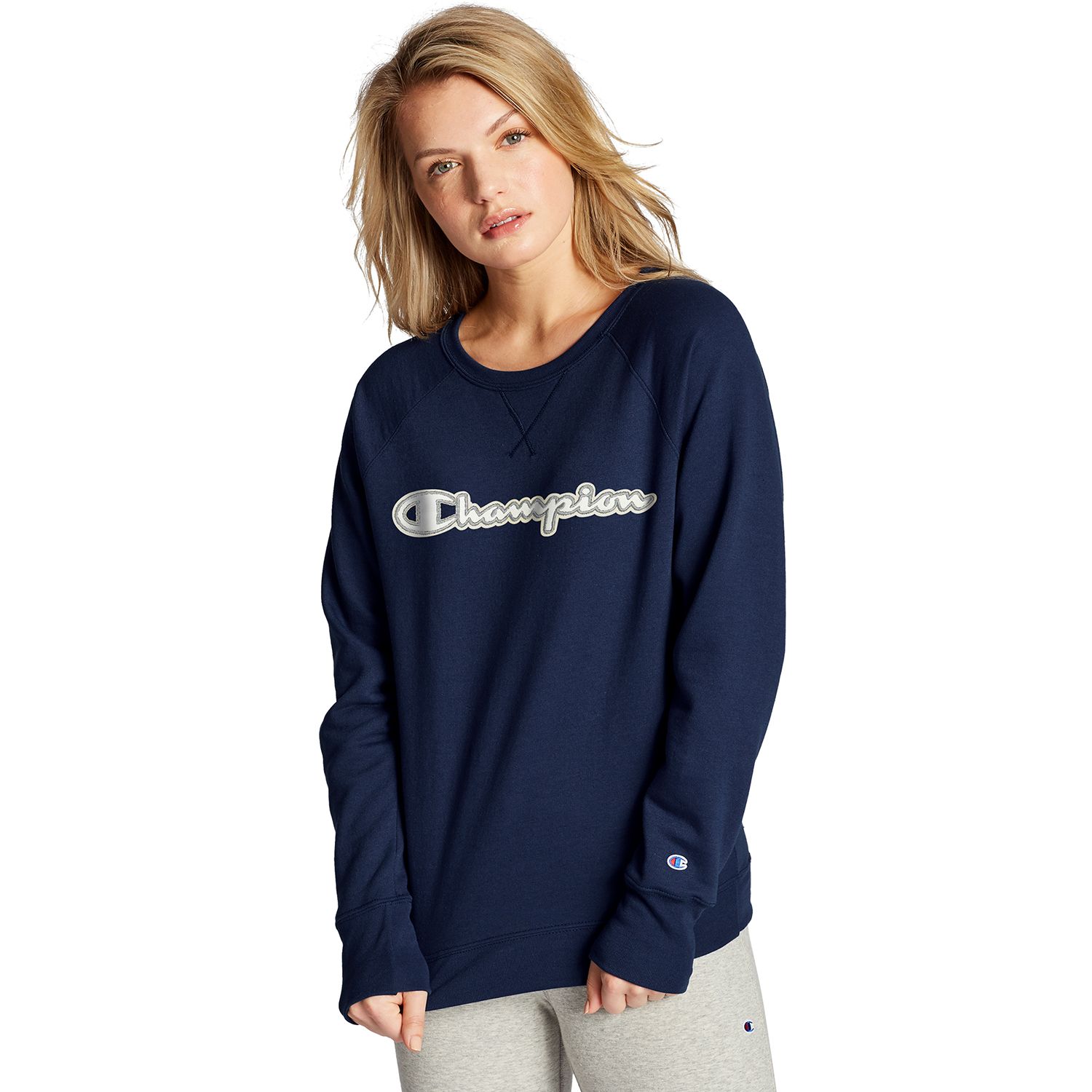 blue champion crewneck womens