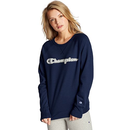 women's champion powerblend applique boyfriend crew