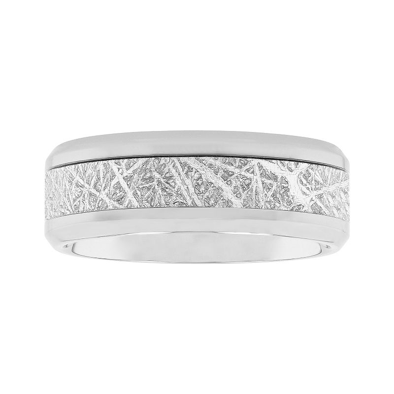 51680534 Mens Stainless Steel Carbon Fiber Band Ring, Size: sku 51680534