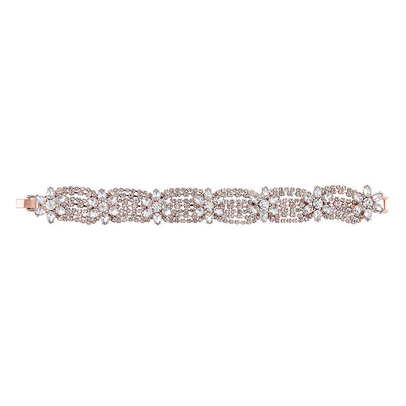 Simulated Crystal Floral Line Bracelet, Womens, Pink