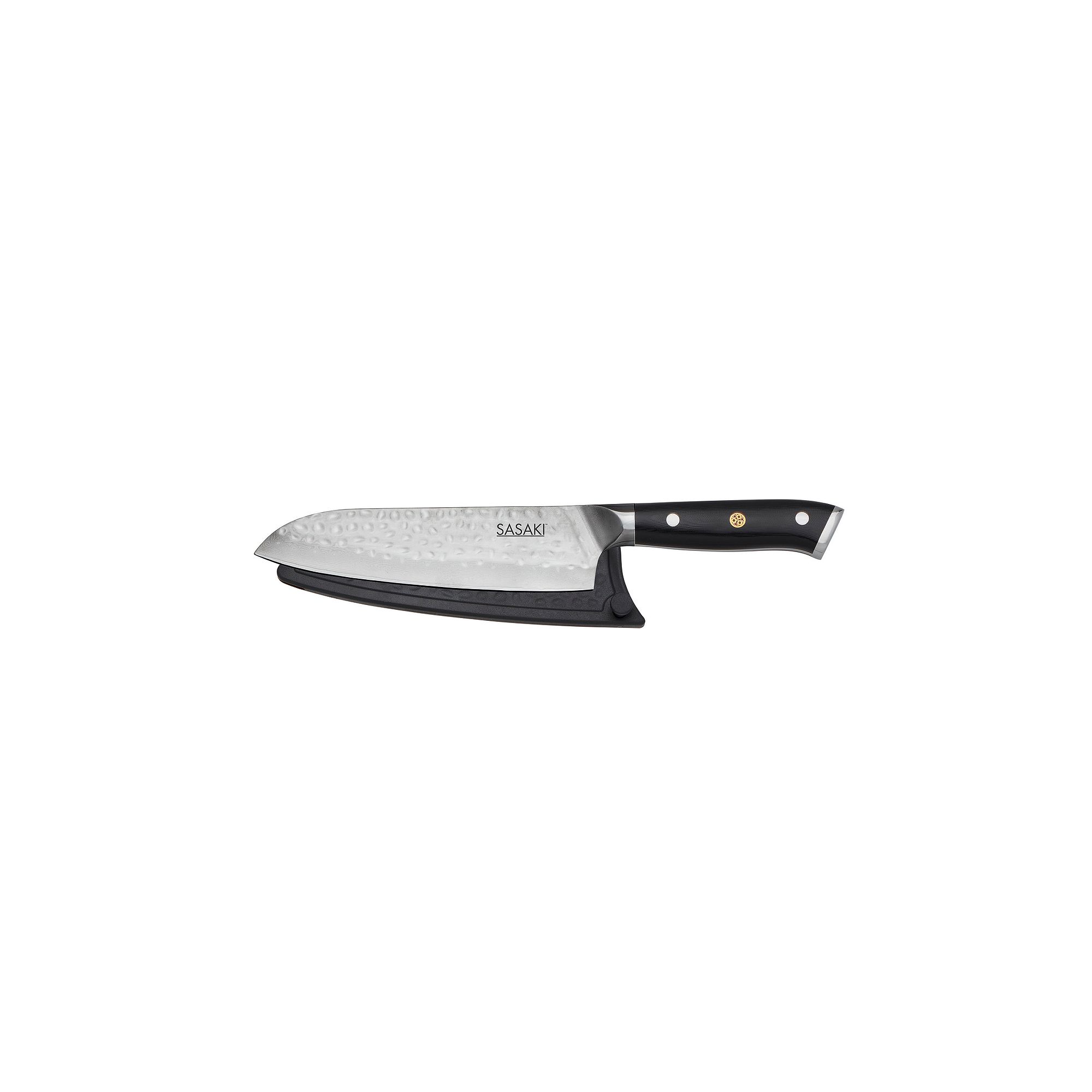 Sasaki Takumi Japanese Santoku Knife with Locking Sheath, Black