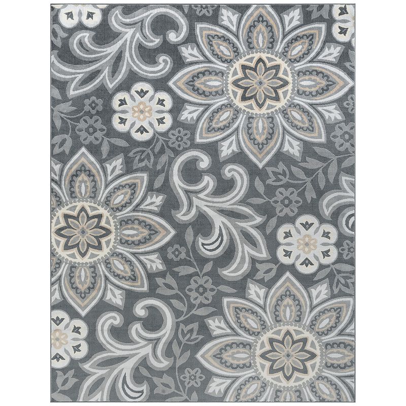 KHL Rugs Piper Floral Rug, Grey, 7.5X10 Ft