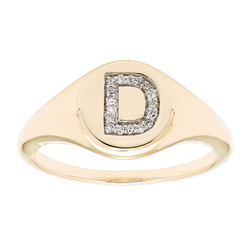 Its Personal 14k Gold Diamond Accent Signet Ring, Womens, White