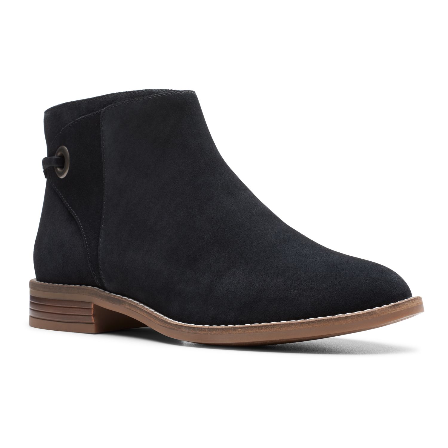 clarks collection suede ankle boots with bow