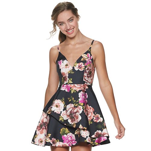 Juniors' Speechless Floral Print Sleeveless Skater Dress