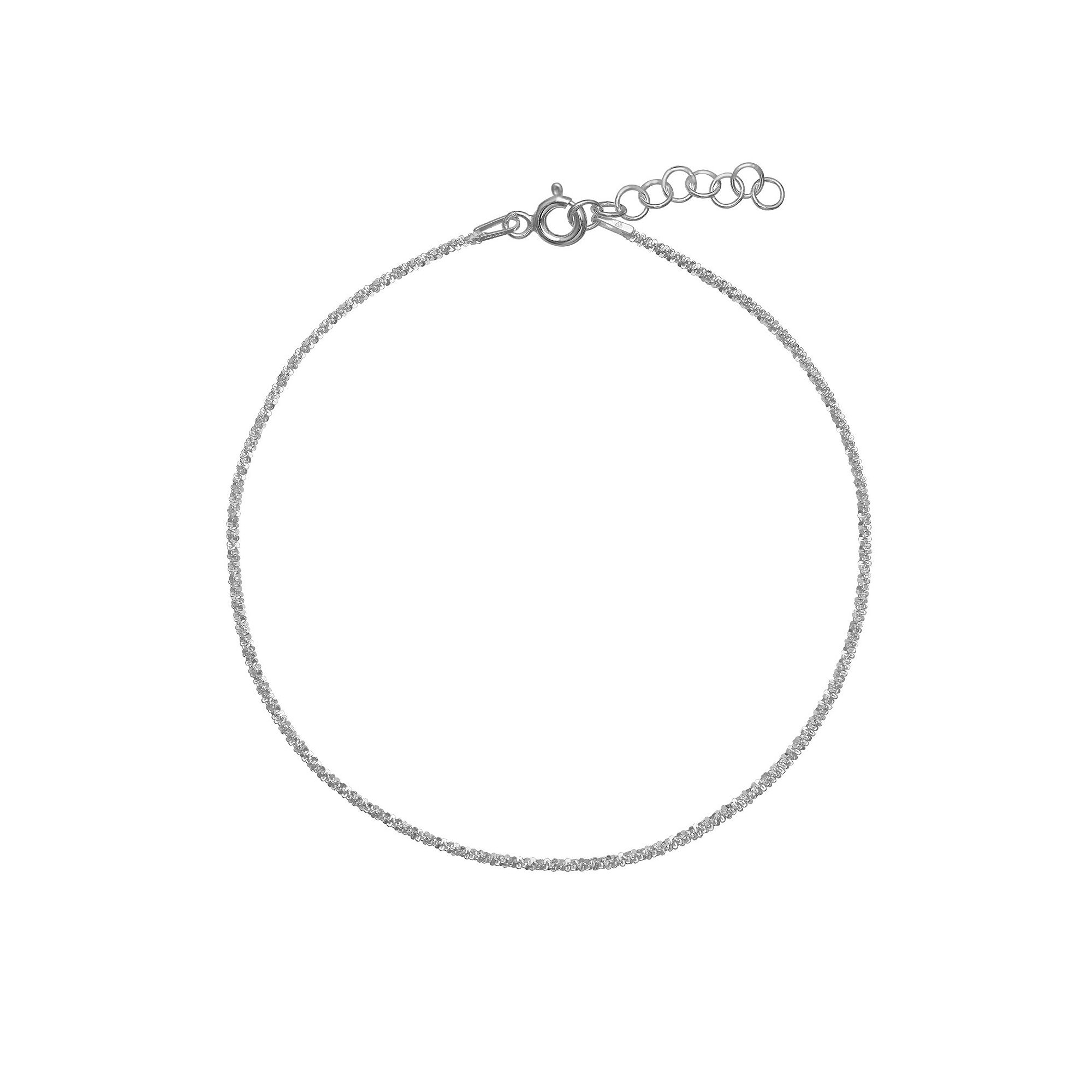 PRIMROSE Sterling Silver Sparkle Chain Anklet, Womens, Size: 9, Silver 