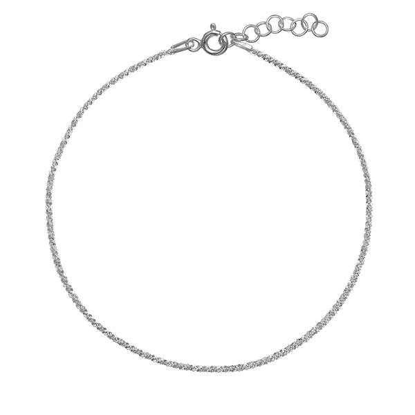 PRIMROSE Sterling Silver Sparkle Chain Anklet