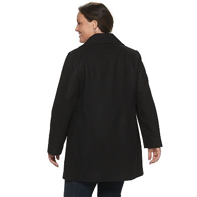 Plus Size TOWER by London Fog Double-Breasted Wool Blend Coat