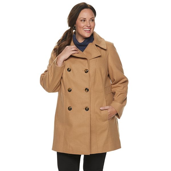 Plus Size TOWER by London Fog DoubleBreasted Wool Blend Coat