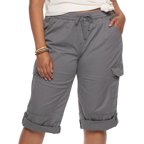 Juniors' Plus Size Unionbay Stretch Lightweight Twill Cropped Pants