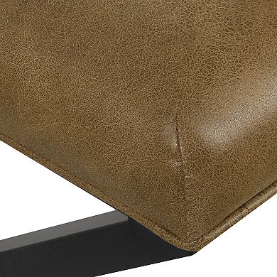 HomePop Brown Faux Leather X Bench