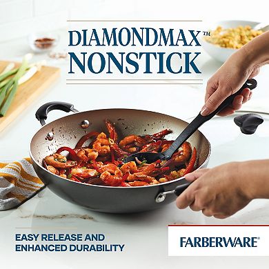 Farberware Cookstart Aluminum DiamondMax Nonstick Covered Wok