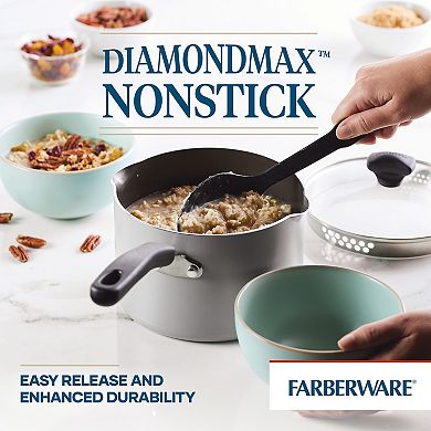 Farberware Cookstart Aluminum DiamondMax 3-qt. Nonstick Straining Saucepan