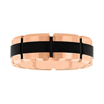 Lovemark Men's Two Tone Tungsten Carbide Brick Pattern Band