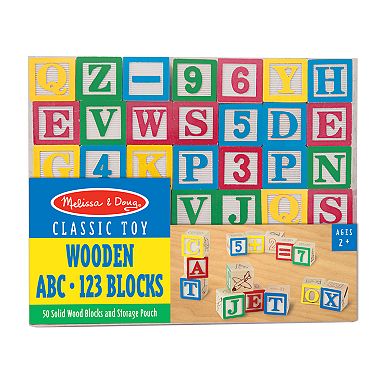 Melissa & Doug Deluxe Wooden ABC/123 Blocks Set (Developmental Toys, Storage Pouch, 1-Inch Wooden Blocks, 50 Pieces)
