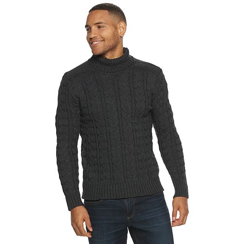 Men's Xray Turtleneck Cable Knit Sweater