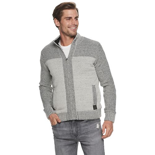 Men's Xray Zip Up Sweater With Stand Up Collar