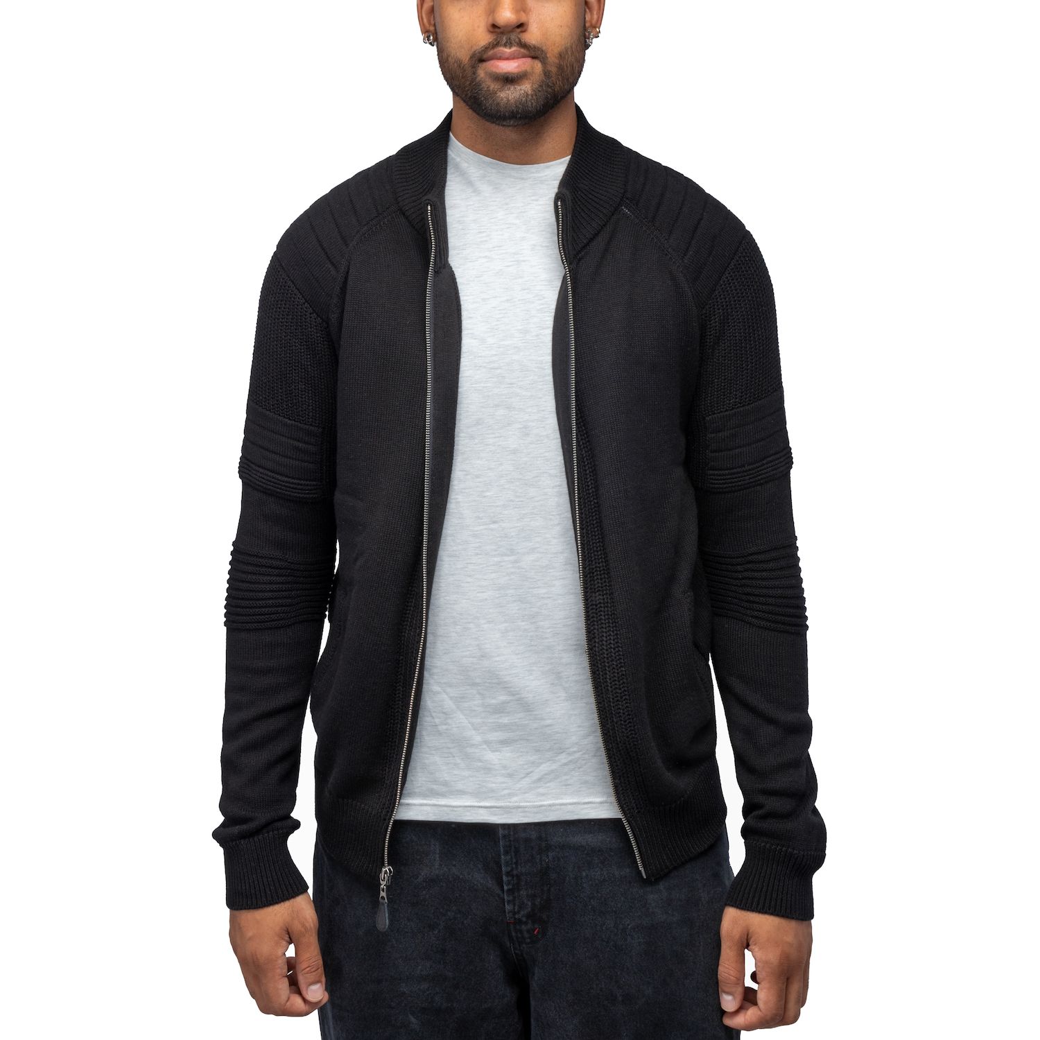 mens black zip up sweater