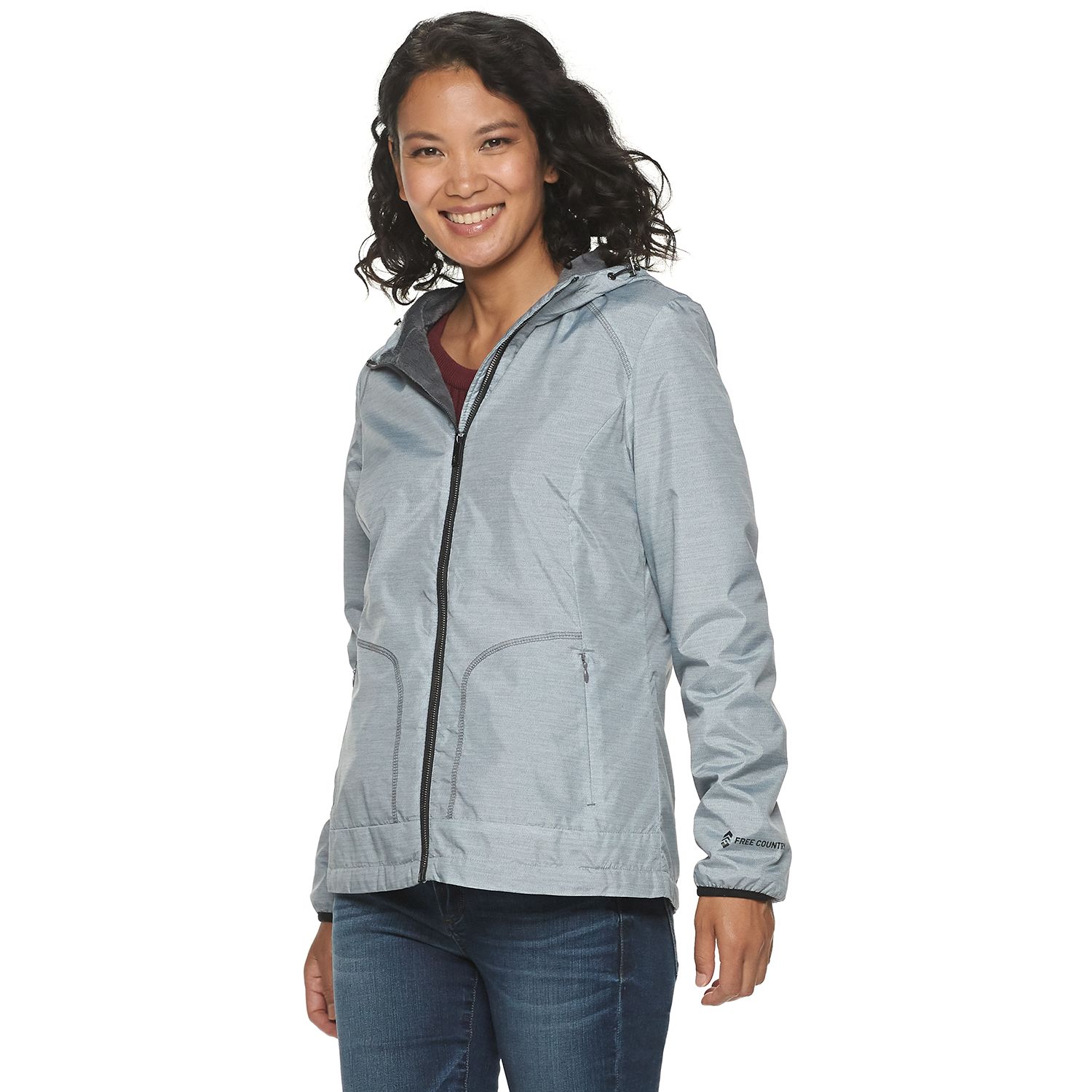 free country woven hooded water resistant lightweight softshell jacket