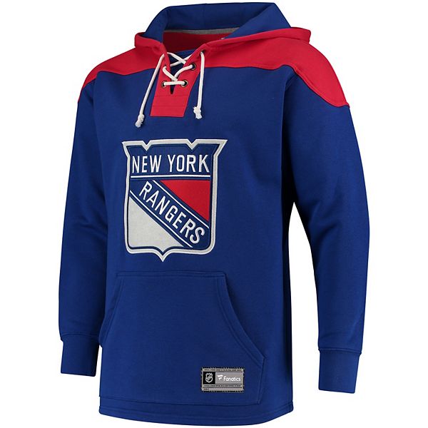 NEW YORK RANGERS HOCKEY NHL BRAND LACE NECK HOODED SWEATSHIRT