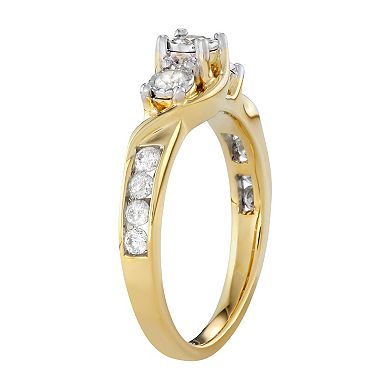 10k Gold 1/2 Carat T.W. Diamond 3-Stone Ring