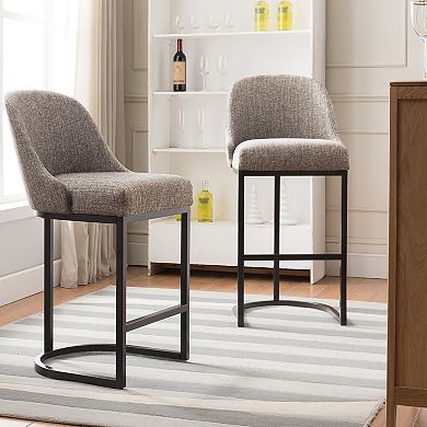 Leick Furniture Barrelback Linen Counter Stool Set