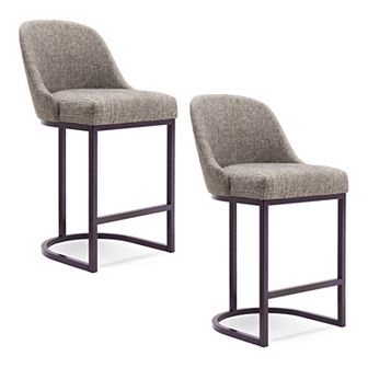 Leick Furniture Barrelback Linen Counter Stool Set