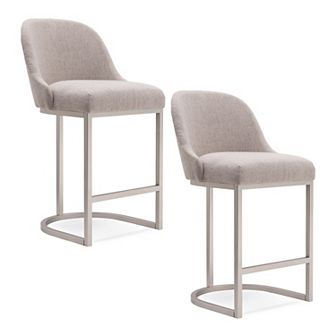 Leick Furniture Barrelback Linen Counter Stool Set