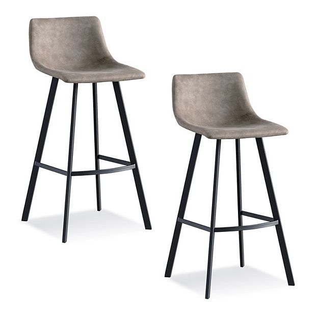 Leick Furniture Matte Black Gray Bar Stool Set