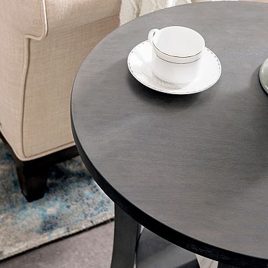 Leick Furniture Rustic Wire Brushed Round Side Table