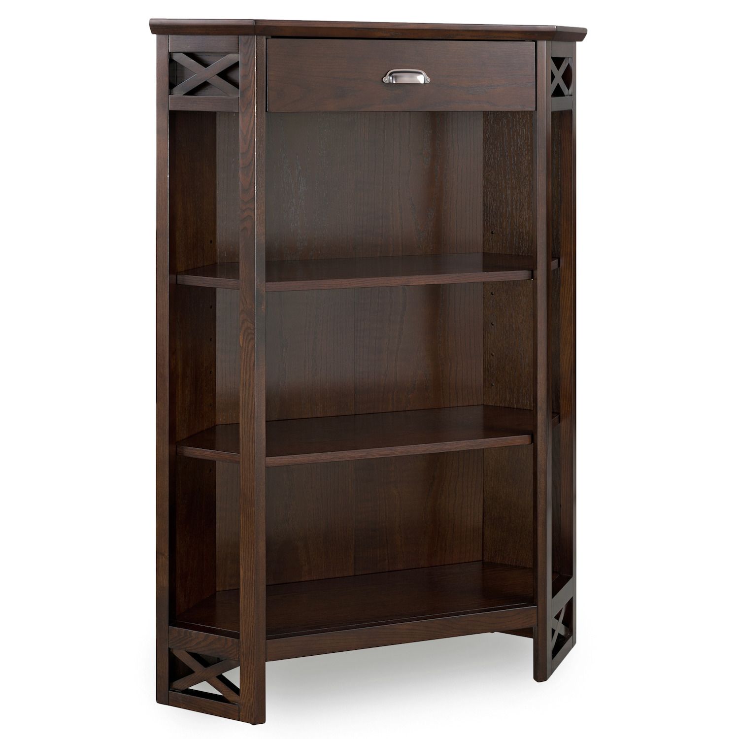 Image for Leick Furniture Chocolate Oak Corner Bookcase w/ Drawer at Kohl's.