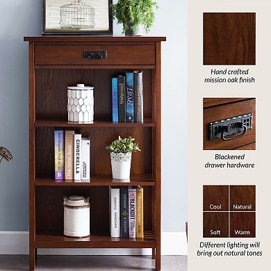 Leick Furniture Mission Oak Bookcase with Drawer