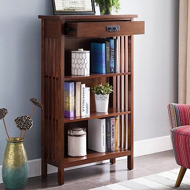 Leick Furniture Mission Oak Bookcase with Drawer