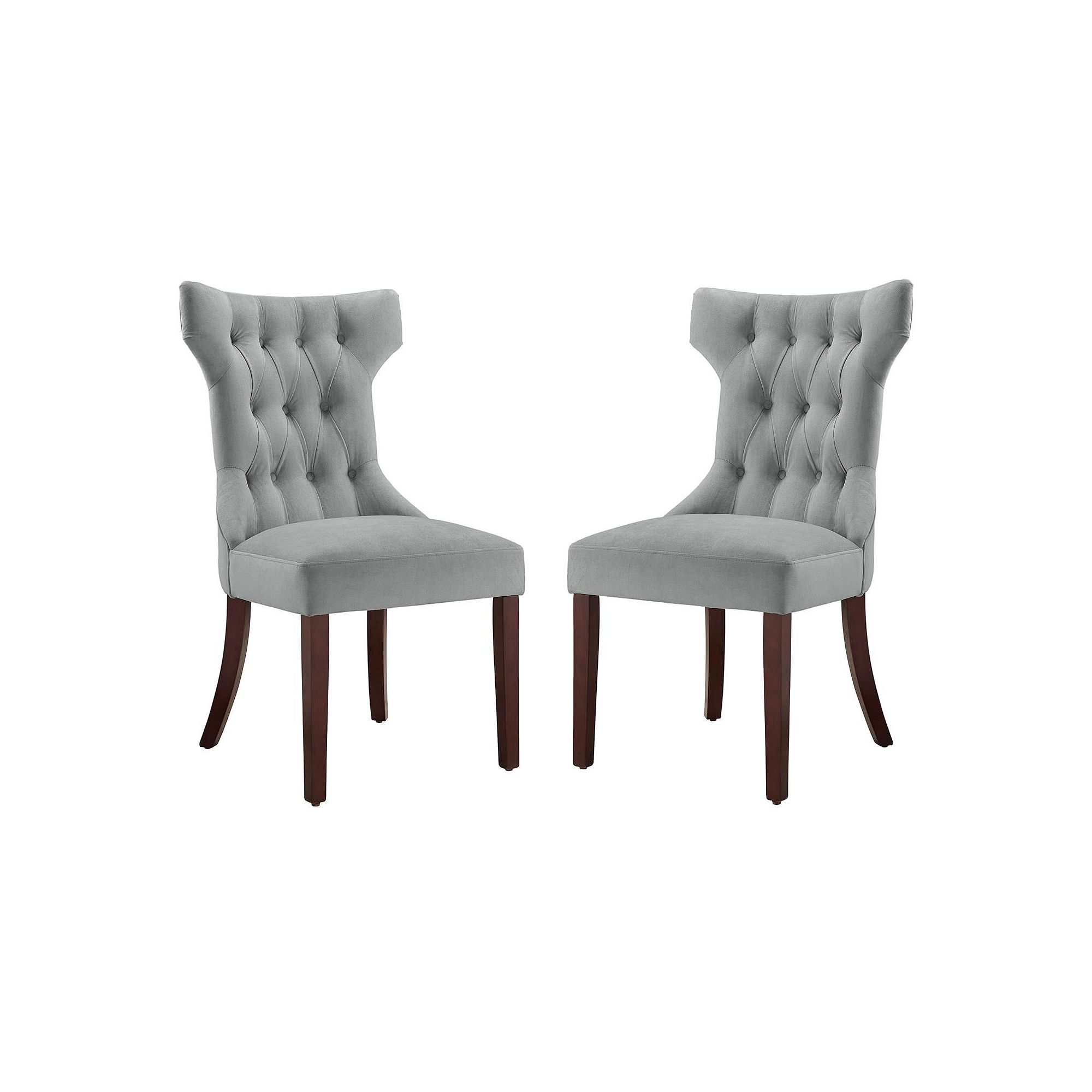 Dorel Living Clairborne Tufted Dining Chair Set, Gray