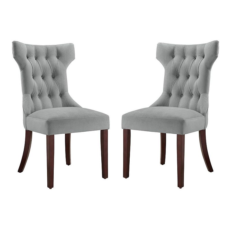 Dorel Living Clairborne Tufted Dining Chair Set, Grey