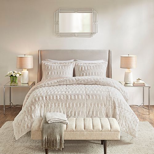 Madison Park Margot Long Faux Fur Comforter Set