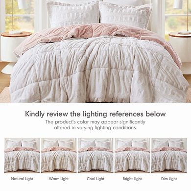 Madison Park Margot Luxury Back Print Long Fur Comforter Set