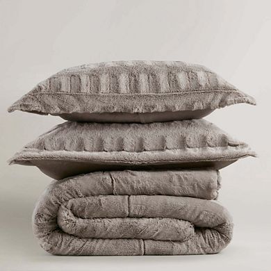 Madison Park Margot Luxury Back Print Long Fur Comforter Set