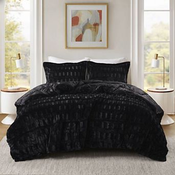 Madison Park Margot Luxury Back Print Long Fur Comforter Set
