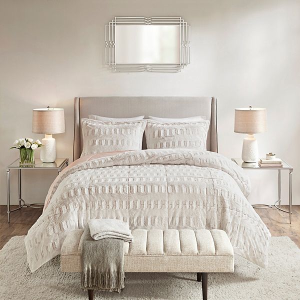 Madison Park Margot Long Faux Fur Comforter Set With Shams