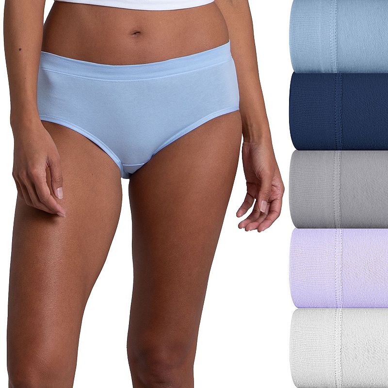 Womens Fruit of the Loom Signature 5-pack Cotton-Blend Stretch Low Rise Br