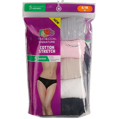 Women's Fruit of the Loom Signature 5-pack Cotton-Blend Stretch Bikini Panty 5DCSSBK
