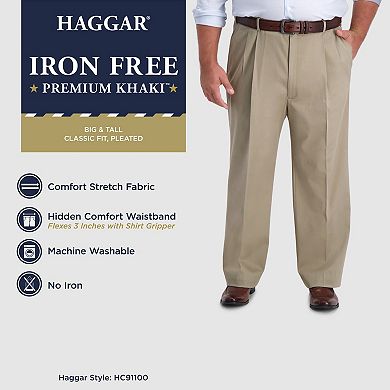Big & Tall Haggar® Premium Khaki Classic Pleat Pants